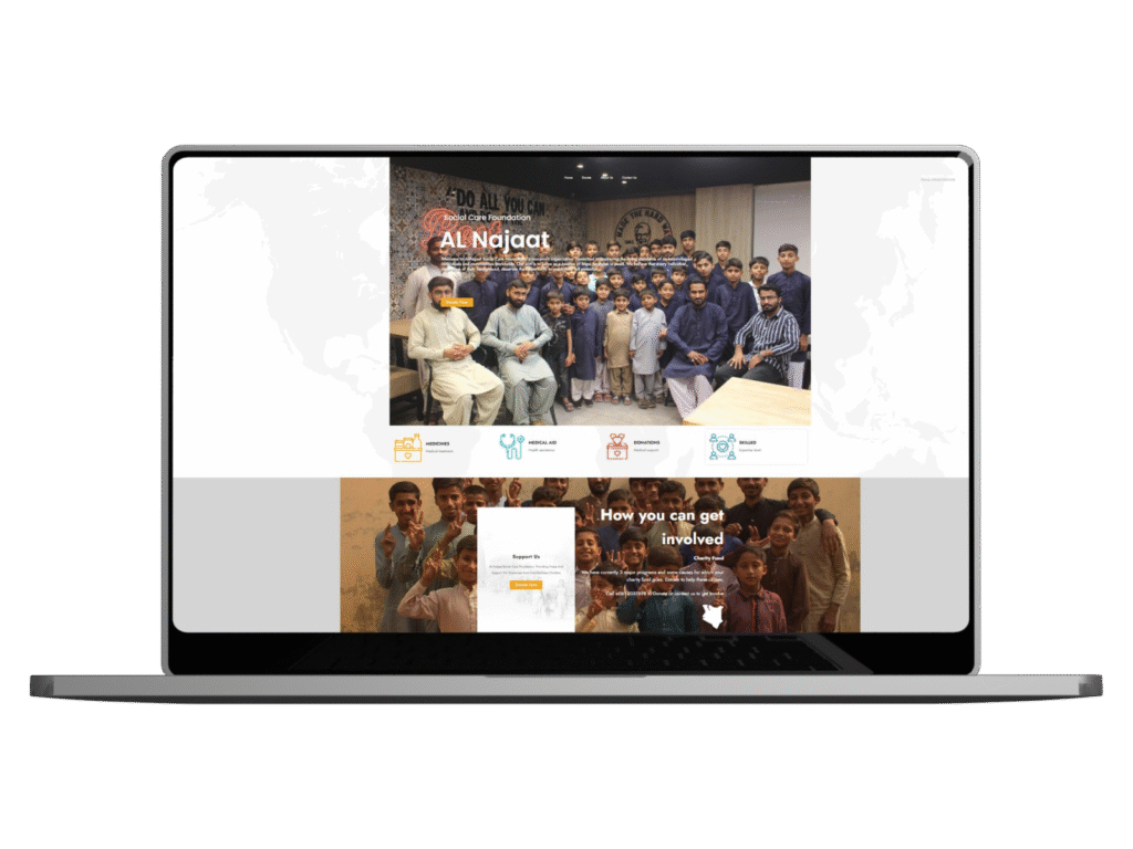 Alnajaat project mockup showcasing clean, impactful branding and professional design by Hopeway Solutions