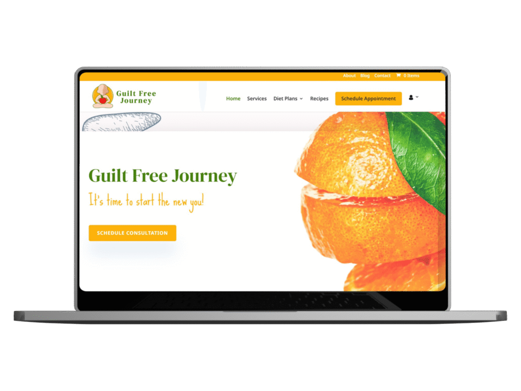 Guilt Free Journey project mockup showcasing clean wellness and branding design by Hopeway Solutions