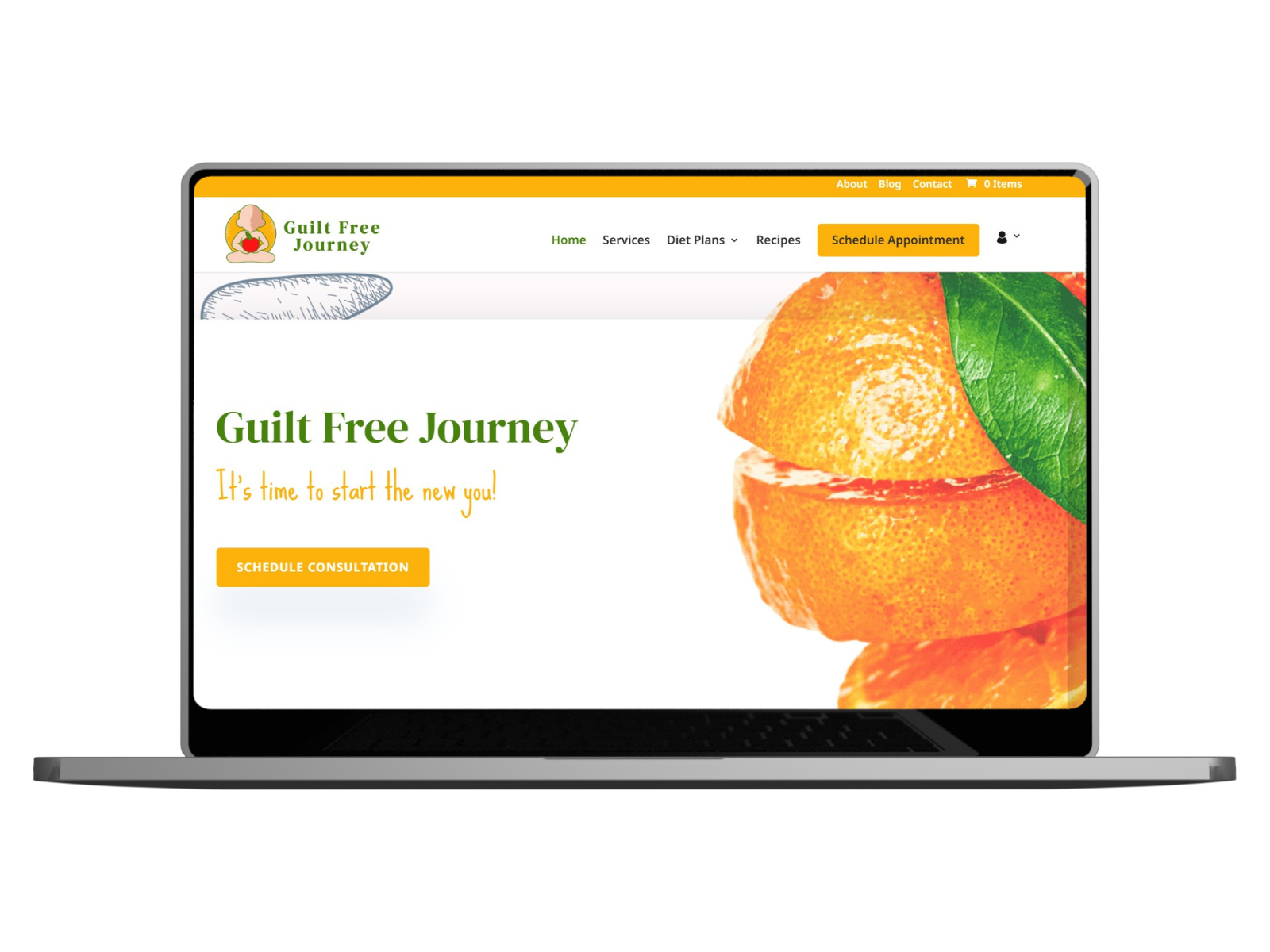 Guilt Free Journey project mockup showcasing clean wellness and branding design by Hopeway Solutions