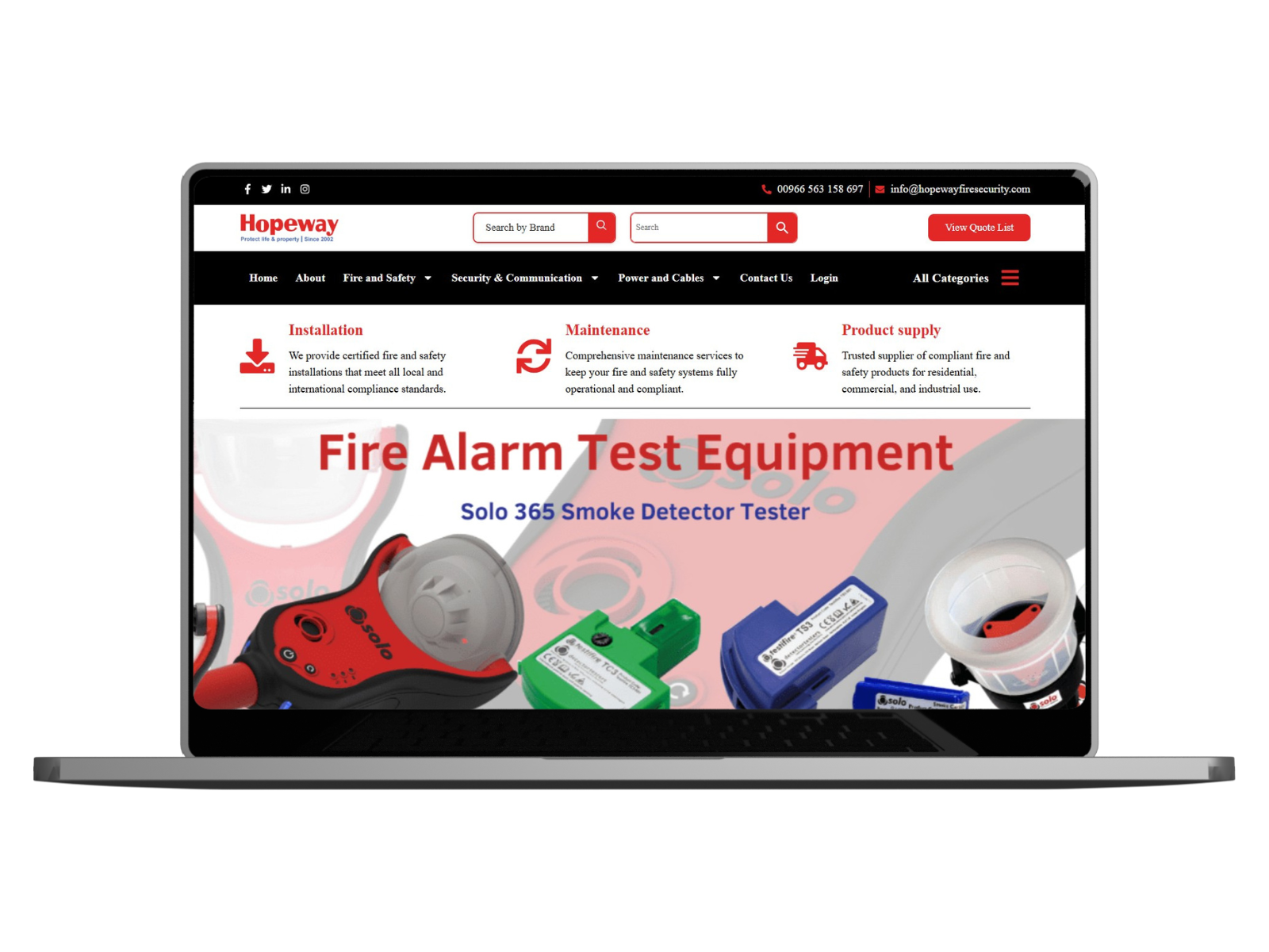 Hopeway Fire Security project mockup showcasing professional fire safety design by Hopeway Solutions