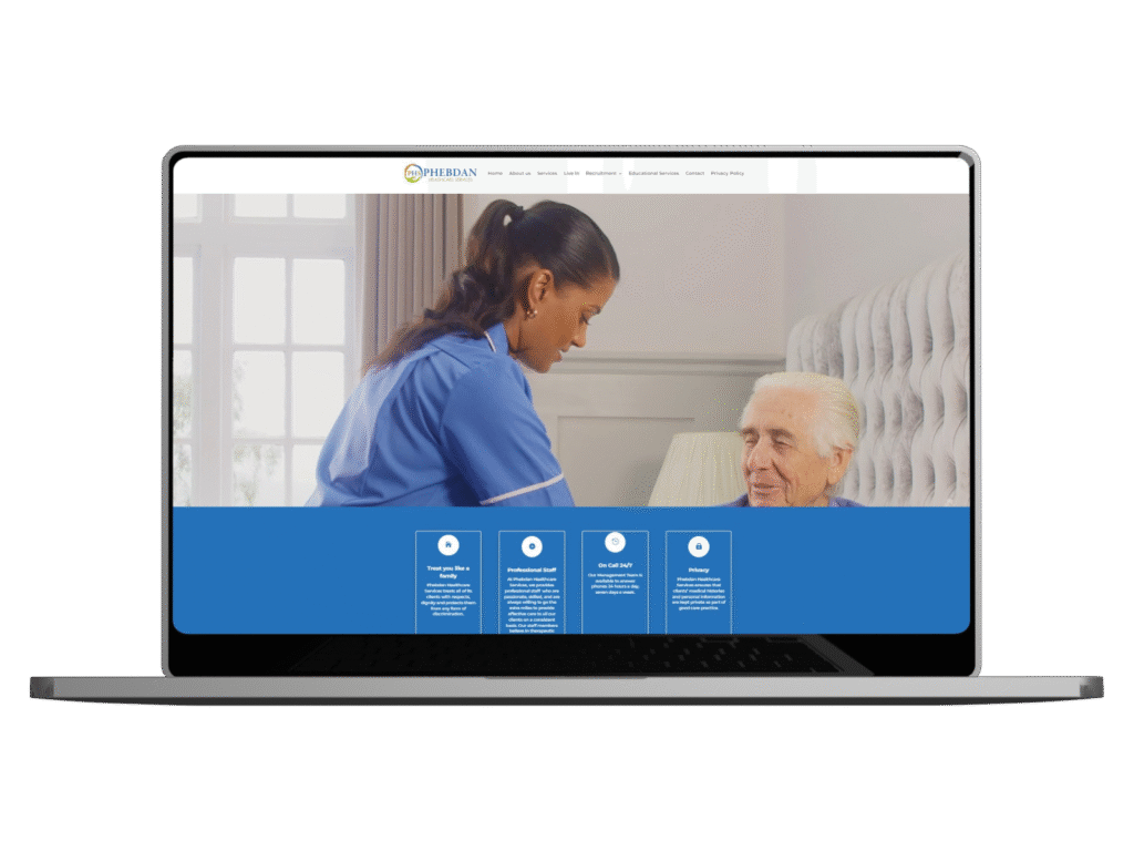 Phebdan Health Care project mockup showcasing professional healthcare branding and design by Hopeway Solutions