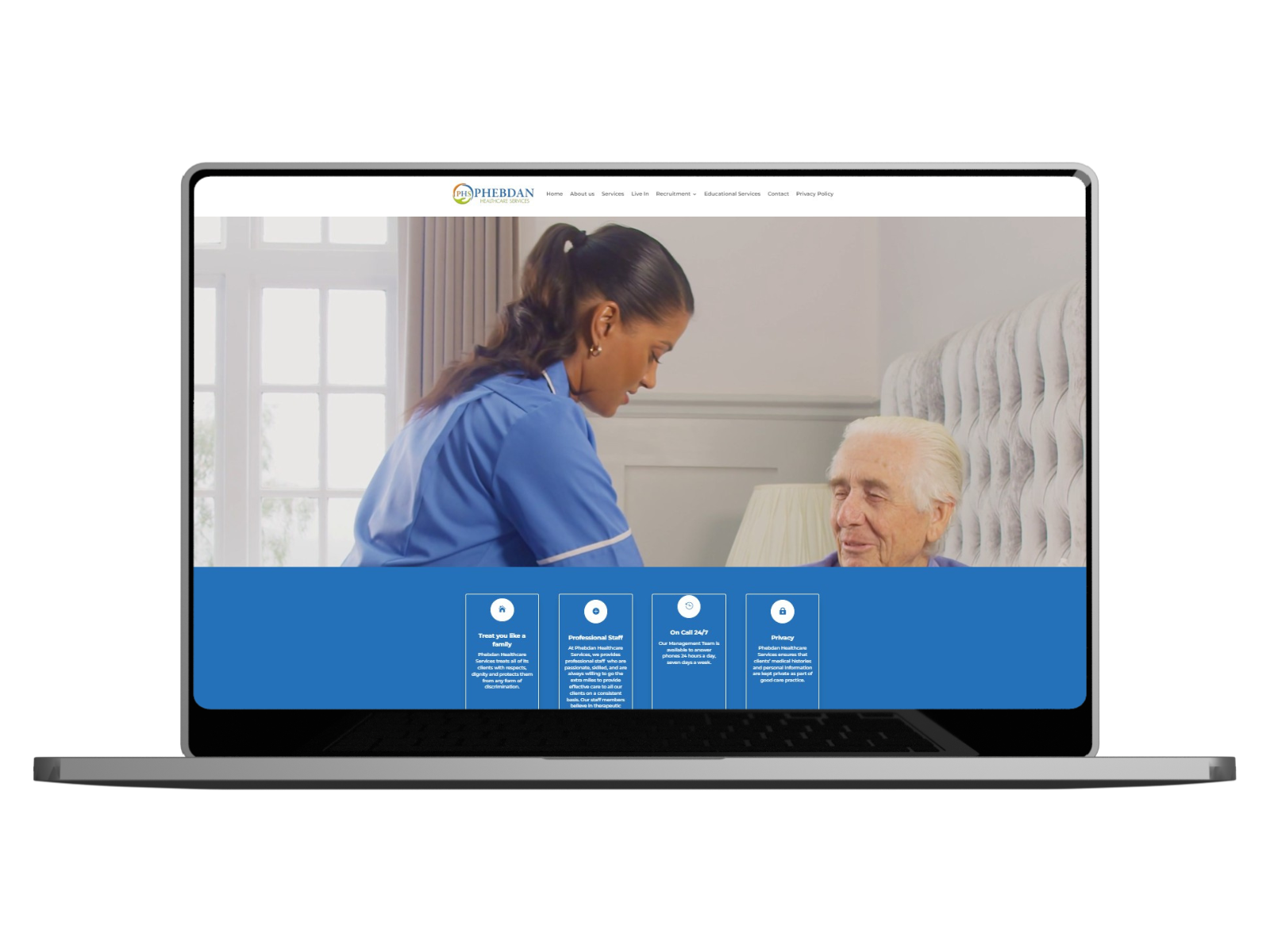 Phebdan Health Care project mockup showcasing professional healthcare branding and design by Hopeway Solutions