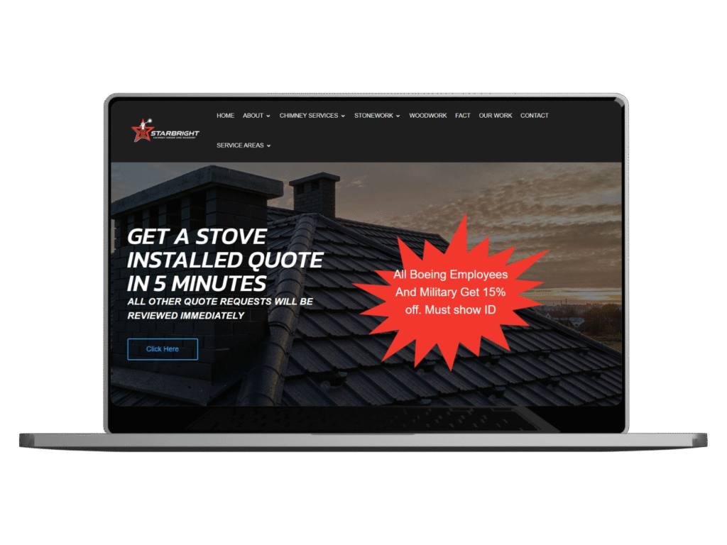 Starbright Chimney project mockup showcasing clean home-service branding and design by Hopeway Solutions