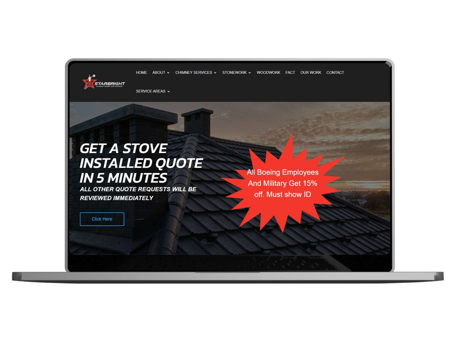 Starbright Chimney project mockup showcasing clean home-service branding and design by Hopeway Solutions
